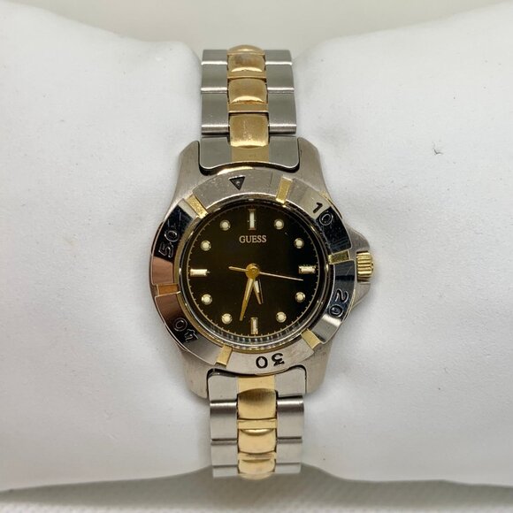 Guess vintage 1994 women watch 25mm round rotating bezel two tone 6” running - Picture 1 of 7
